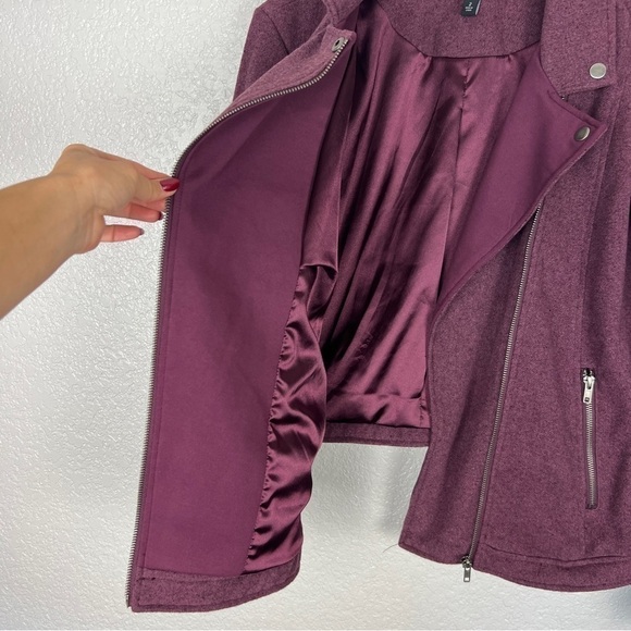 Torrid Purple Moto Jacket 2X - Stretch Knit Panels, Full Zip, Flannel Coat, EUC - Picture 6 of 12